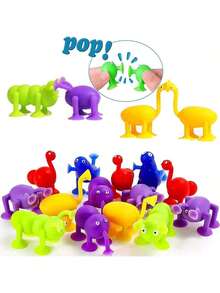 Soft Silicone Building Blocks Toy Animal Shape Suction Toy For Over 3 Years Old Kids Stress Release Parent-Child Interactive Game Sucker Bath Toy - Multicolor - View 9