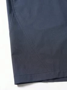 1条藏蓝色男士抽绳弹力腰短裤，光滑柔软，抗皱耐穿，舒适清爽，简约成熟老钱风休闲短裤，适合日常通勤、轻商务派对穿着，男士礼物 - 藏蓝色 - 查看 9