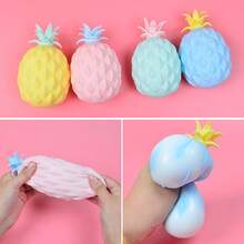 1pc Squishy Pineapple Stress Ball, Creative Fruit Squeeze Ball, Small & Large Size Pineapple Squish Toy, Prank Stress Relief, Adult Sensory Toy - Multicolor - View 8