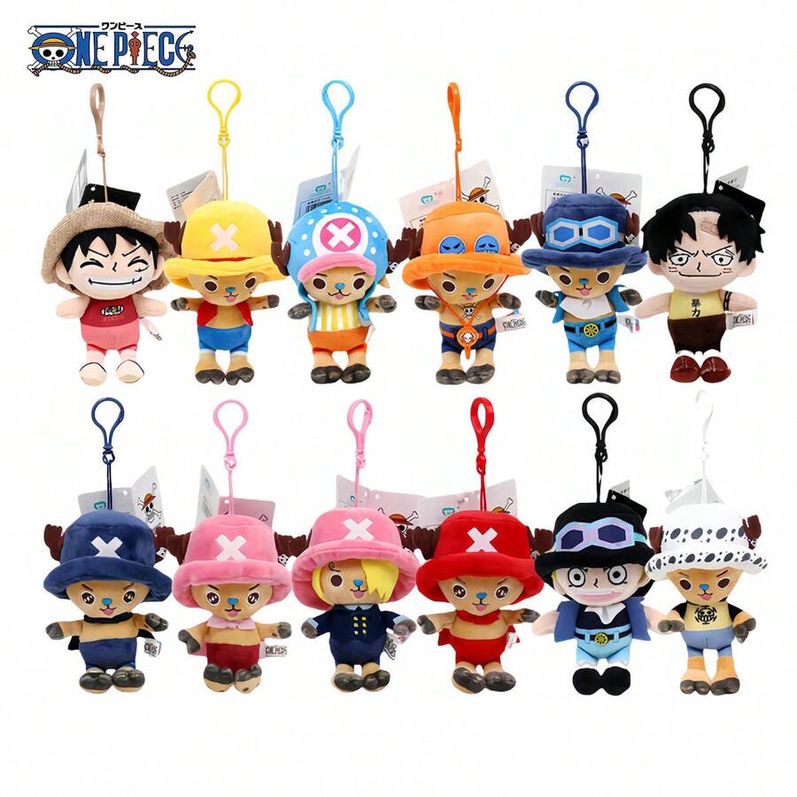 ONE PIECE 正版海贼王索隆乔巴艾斯毛绒公仔玩具，可爱挂件，萌系动漫人物毛绒抱枕玩具，适合儿童生日、节日礼物，14厘米/5.5英寸 - 彩色 - 查看 1