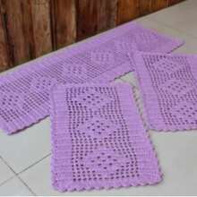 Rectangular Kitchen Rug And Runner Kit 3 Pieces Rhombus - ไลแลค - ดู 1