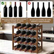 4 Niveles Cava De Vino Porta Vinos Capacidad para 16 Botellas. Porta Botellas De Vino Cava De vinos Madera para Cocina Bar Y Bodega Perfecto para Amantes De Vino Y Hogares - Marrn - Ver 5
