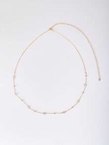 1pc Women's Crystal Chain Waist Chain, Sexy Minimalist Body Chain Jewelry, Suitable For Beach, Vacation, Dating, Gifts, Summer Daily Wear, Party And Gatherings - 金色 - 查看 4