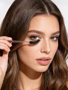 100支装柔韧手柄睫毛眉刷，多功能眼部化妆刷 + 2个柔软精细三角化妆海绵 - 黑色 - 查看 7