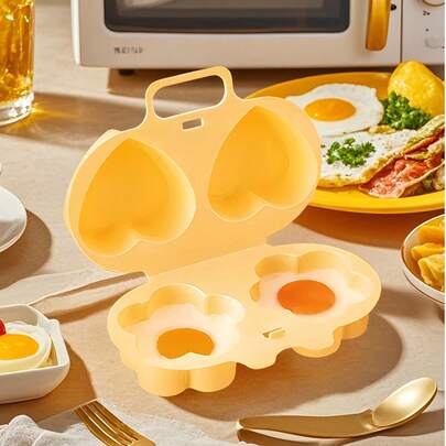 Microwave Egg Cooker And Frying Pan. Heart-Shaped + Flower-Shaped Egg Molds. Non-Electric, Made Of Heat-Resistant Polypropylene Plastic With A Double-Layer Insulated Egg Cup Base. This Space-Saving Breakfast Cooking Tool Is Suitable For Home, Office And Dorm, An Easy-To-Clean Kitchen Gadget With A Sturdy Handle Design And Durable Construction.