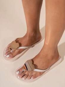 2026新款夏季心形时尚人字拖，百搭休闲沙滩拖鞋，防滑耐穿女士鞋 - 淺粉色 - 查看 5