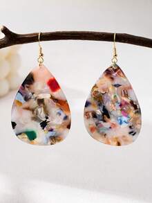 1 par de pendientes de gota de agua de acrílico extra grandes y coloridos de moda para mujeres, adecuados para la temporada de bodas/festivales de música - vistoso - Ver 6