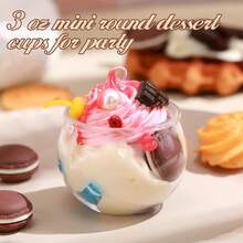 10/20/30/40pcs, 80ml Transparent Plastic Spherical Dessert Cups, Reusable Mini Pudding And Appetizer Bowls, Suitable For Birthday Parties, Weddings, Buffets And Catering Events - View 2
