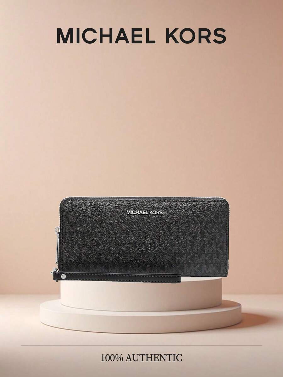 Michael Kors Jet Set Travel Large Logo Continental Wristlet,Wallet And Purse For Women,Christmas Valentine's Day Gift For Her,Woman Wristlet For Office School Party And Casual Use 35F8GTVT3B - 黑色 - 查看 1