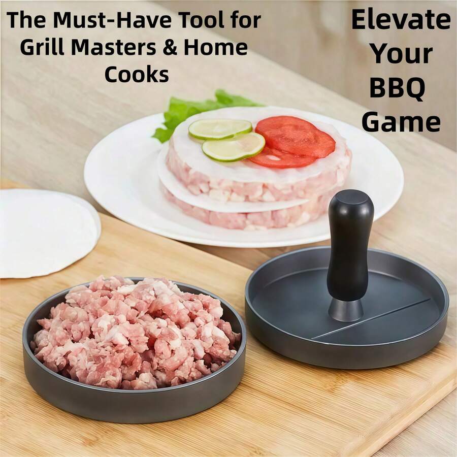 Aluminum Burger Press With ABS Handle, Non-Stick, Easy To Clean, 4.61inch Diameter, 0.71inch Deep - Multicolor - View 1
