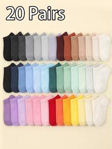 10/20 Pairs Baby Candy Color Short Socks, Spring/Summer - Multicolor - View 10