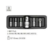 6 In 1 Torx Screwdriver Bits 12 Point Spline 10mm Hex Shank Impact Bit M5 M6 M8 M10 M12 With 1/2" Drive Socket Adapter - Multicolor - View 4