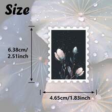36pcs Art Dark Night Plant Scene Sticker Pack | Fashionable Dark Floral And Lotus Pattern Vinyl Stickers | Suitable For Phone, Luggage And Decoration | Perfect For Fans Who Love Atmospheric Vibes - Rectangle - View 4