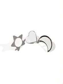 2/3/5/10 Peças Acessórios de Cordão para Celular com Pingente de Coração, Estrela e Lua em Prata, Compatível com Telefones das Séries Android/Apple 17/16/15 etc. - Multicolorido - Visão 3