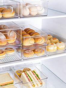 1个/2个透明PET无盖食品储物盒，面包/烘焙食品/三明治储物盒，多用途，适用于厨房、户外野餐、烘焙、食品展示、厨房配件、备餐、装饰工具 - 查看 5