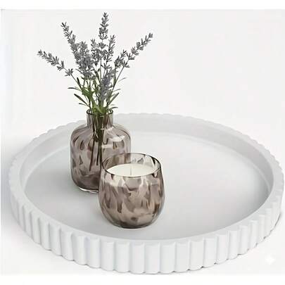 Modern Black Silicone Round Tray, Suitable For Coffee Table Decor - Minimalist Design Art Centerpiece Decor, Great For Home Decor, Perfume Display And Fashion Centerpiece, Coffee Bar Decoration