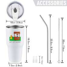 30oz Stainless Steel Tumbler Black White Options,  Duck Lemonade Stand Ice Cream Grapes Graphic Cups, Insulated Travel Coffee Mug With Lid And Straw , Double Wall Vacuum Reusable Travel Cups, Funny Birthday Party Gift For Women & Men - 白色 - 查看 3