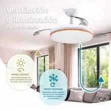 ostarkdom Iotostark Retractable LED Ceiling Fan, 106cm, 3 Blades, 72W Total Power, No App, With Remote Control, Timer, 6 Speeds, 3 Light Temperatures, Summer-Winter Function, Silent, White Iotostark-Leduni - Orange - View 6