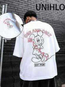 Disney Mickey  Print  Summer Casual Versatile Pure Cotton T-Shirt Suitable For Any Place - White - View 1