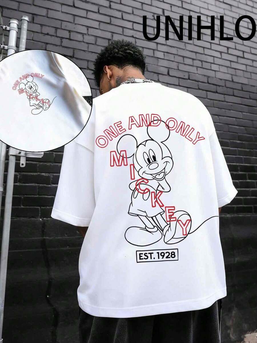 Disney Mickey  Print  Summer Casual Versatile Pure Cotton T-Shirt Suitable For Any Place - White - View 1