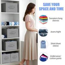 Meyeyeyaia - Organizador de 4 piezas para clóset organizador de ropa plegable de 7 rejillas organizador de clóset de tela apilable y almacenamiento para playera vaquero suéter pantalones - Gris - Ver 2