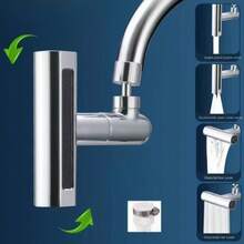 4-In-1 Faucet Adapter | Anti-Splash, Waterfall Flow, Rotatable Aerator, Extended Faucet Head Adapter, Universal Kitchen Faucet Extender - Silver - View 12