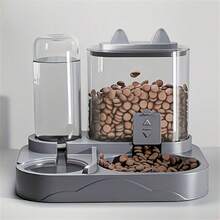 2-In-1 Large Capacity Automatic Cat Feeder And Water Dispenser - Dry And Wet Separation, Durable Plastic, Transparent Design, Perfect For Indoor Pet Drinking And Healthy Feeding, No Battery Required - Portable, Suitable For Cats And Dogs - Water Tank 400ML * Grain Bin 700ML - View 3