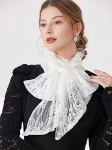 1pc White Lace Bow Tie Collar - Multicolor - View 5