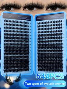 This 512/544/384/200pcs D-Shaped Curly & Fluffy False Eyelashes Set Includes Beginner-Friendly Eyelash Tutorials, DIY Segmented False Lashes For Creating A Dense & Voluminous Look, And Provides Natural, Spiky, Cartoon, And Single-Spike Eyelash Styles, As Well As Eyelash Glue, Setting Powder, Tweezers, And Eyelash Brush. It Can Enlarge The Eyes And Is Reusable. - 藍色 - 查看 18