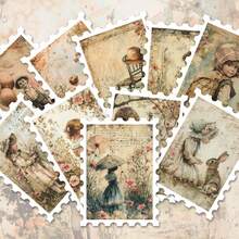 36 pezzi Confezione di adesivi d'arte vintage rurali | Decalcomanie in vinile dinamiche con disegni paesaggistici e di personaggi bizzarri | Per laptop, decorazione e regali | Per appassionati d'arte e amanti dell'atmosfera suggestiva - Rettangolo - Visualizzare 4