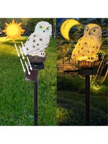 1pc Solar Powered Owl LED Light, Resin Garden Decor, Suitable For Outdoor Camping Decoration, Can Scare Away Birds - Owl - View 9