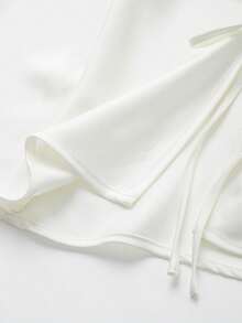 Women's Fashion Casual Solid Color Lapel Tie Long Sleeve Blouse, Silk-Like Material Spring - Light Beige - View 5