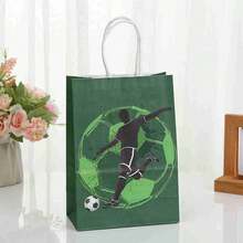 1套/12个 2026新款顶级热门足球主题手提袋采用经典足球元素设计，充满运动感，外观时尚大气。采用厚实的牛皮纸材质，坚固耐用，承重力强。 - 彩色 - 查看 4