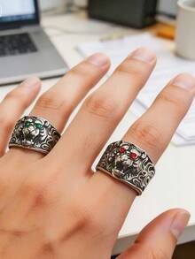 1pc Powerful Tiger Face Niche Style Stainless Steel Ring, Electroplated Waterproof Fade-Resistant, Suitable For Casual Daily Wear, Unique Personalized Enhancing Men's Ring - Tiger Men's Ring - View 4