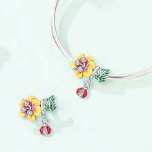 1. 镀银花叶系列 - 蘑菇精灵天使爱心珠，适用于3毫米原装手链、DIY吊坠、女士时尚饰品、节日生日礼物 - 彩色 - 查看 6