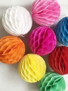 5pcs Honeycomb Flower Balls Party Decorations, Honeycomb Paper Flower Balls, Paper Flower Balls Decor For Birthday, Wedding, Home - Multicolor - View 4