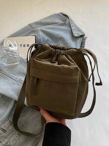 TIANDINGYU Ins Style Drawstring Bucket Bag, Casual Japanese Style Crossbody Bag, Lightweight Versatile Shoulder Bag, Minimalist Fashionable Street Casual Bag, Holiday Gift, Gift For Girlfriend - Multicolor - View 10