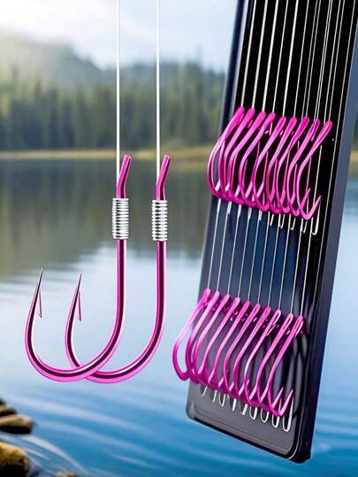 10 Sets/Board 20 Hooks Outdoor Dual Hook Fishing Tackle, Suitable For Freshwater Fishing, Small To Medium Fish