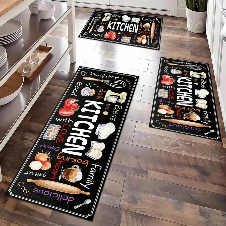 Cute And Adorable Kitchen Food Kitchen Mat Set Suitable Kitchens Bathrooms Laundry Rooms Corridors Balconies Outdoor Balcony Doors Entrance Floor Mats Daily Festivals Weddings Birthday Halloween Christmas Graduation Anniversary Gift - Multicolor 4 - View 1