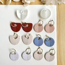 1个/2个迷你简约几何形状软陶模具，适用于手工耳环软陶模具，线条吊坠工艺首饰制作模具，打造精美首饰 | 优雅耳环设计 | 塑料刀具 - 白色 - 查看 6