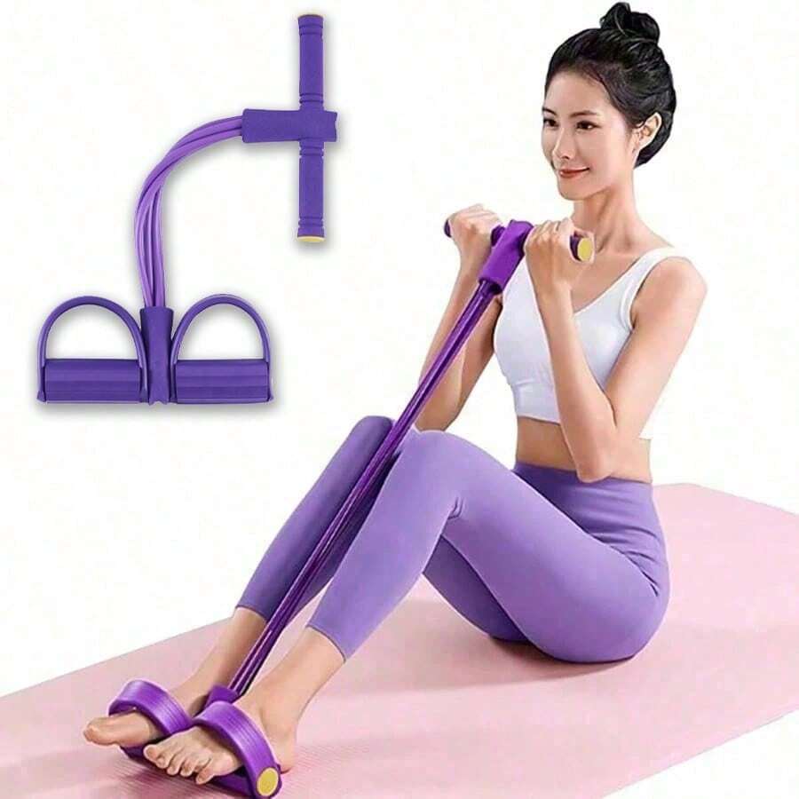 1件装4管腿部阻力带，仰卧起坐辅助健身器材，腿部塑形器 - 紫色 - 查看 1