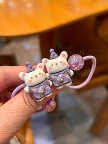 2pcs/Set Cute Cartoon Rabbit Hair Scrunchies, Bear Hair Ties, Elastic Headbands, Hair Accessories - Multicolor - View 14