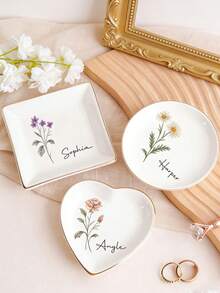 1 khay đựng trang sức bằng gốm hình tròn, khay đựng trang sức có thể tùy chỉnh, thích hợp làm quà cưới, quà đính hôn, quà cầu hôn, quà sinh nhật, quà kỷ niệm, quà cưới, quà đính hôn, giá đựng nhẫn cá nhân hóa, quà tặng cặp đôi, quà tặng cô dâu, khay đựng nhẫn. - trắng - Xem 5