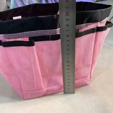 网眼沙滩手提袋，化妆品旅行收纳包，便携式游泳和淋浴袋 - 粉色 - 查看 4