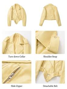 Women's Solid Color Minimalist Everyday Zip-Up Short Jacket - True Yellow - View 6