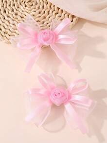Zestaw 2/4 spinek do włosów dla dziewcząt z kwiatami i kokardkami, idealny do codziennej dekoracji - Wielokolorowe - Zobacz 6