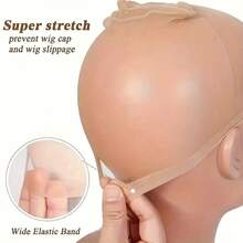 4件套可调节硅胶假发头带套装，含2个防滑发带、防汗无缝假发头带和2个长袜假发帽 - 查看 3
