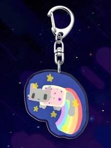 1pc Acrylic Rainbow Cat Keychain, Kawaii Cat Keychain, Cute Cartoon Bag Pendant,Dogecoin, Zombies, Ponies, American Flag Rainbow Bag Charm Exquisite Small Gift, Christmas Gift Purse Charm Purse Accsesories - Multicolor - View 6