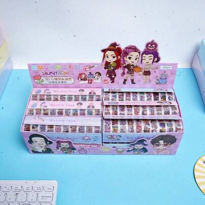 Set de cintas de papelería con grupo de chicas de caza de brujas POP, mercancía K-Pop linda y creativa, cintas decorativas y pegatinas de PET y papel