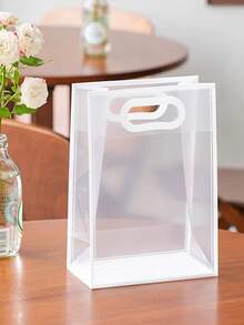 20pcs/10pcs/3pcs/1pc Transparent Gift Bags, (Ribbon Not Included) Minimalist Hollow Handle Design PVC Gift Packaging Bags, Suitable For Parties, Weddings, Birthdays, Shopping, Minimalist Home Decor, Transparent Handle Gift Bags, Transparent Wedding Gift Bags, Group Purchase Gift Bags, Holiday Party Supplies, Easter Gifts, Christmas Gifts, Reusable Transparent PVC Gift Packaging Bags, Ribbon Not Included - Multicolor - View 1